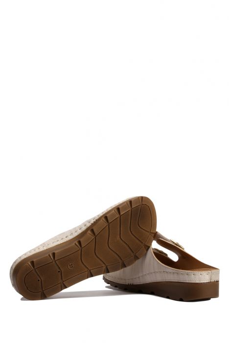 SIB160119 Kifidis-Natura Kadın Anatomik Deri Terlik 36-41 -BT Bej / Beige