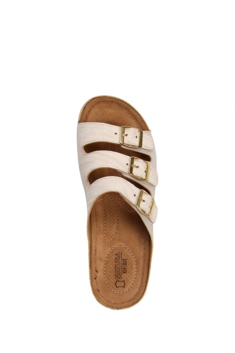 SIB160119 Kifidis-Natura Kadın Anatomik Deri Terlik 36-41 -BT Bej / Beige