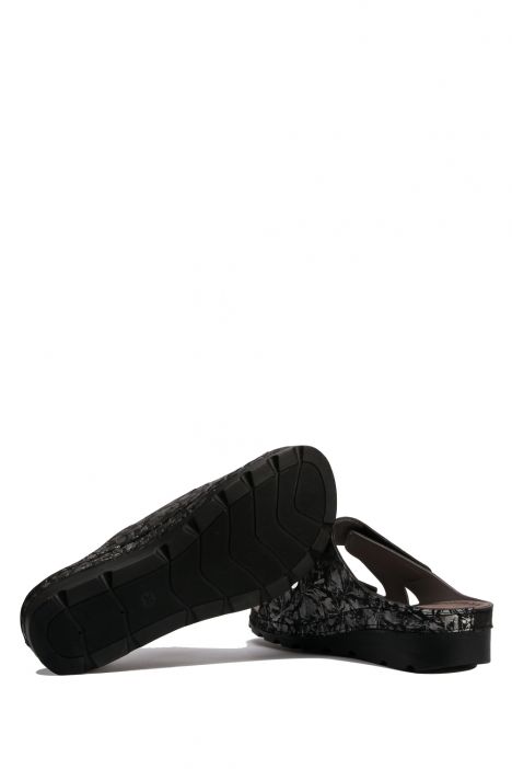 SIB160122 Kifidis-Natura Kadın Anatomik Deri Terlik 36-41 Siyah / Black