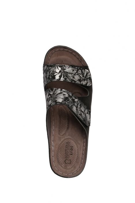 SIB160122 Kifidis-Natura Kadın Anatomik Deri Terlik 36-41 Siyah / Black