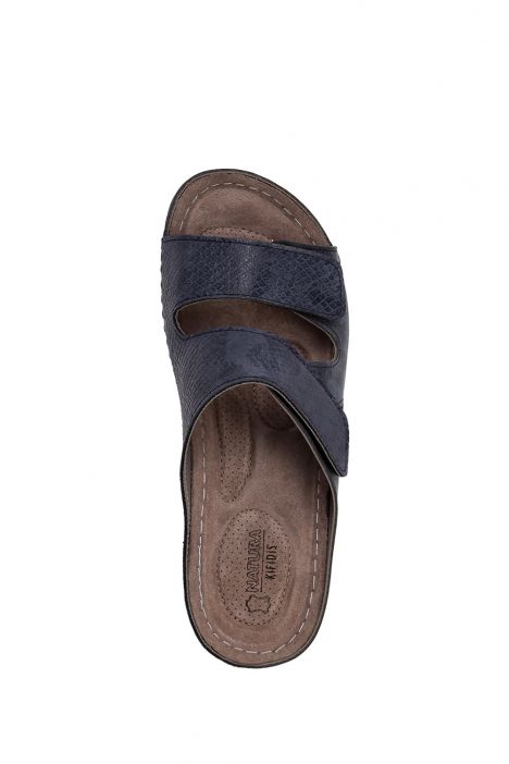 SIB160122 Kifidis-Natura Kadın Anatomik Deri Terlik 36-41 Lacivert / Navy