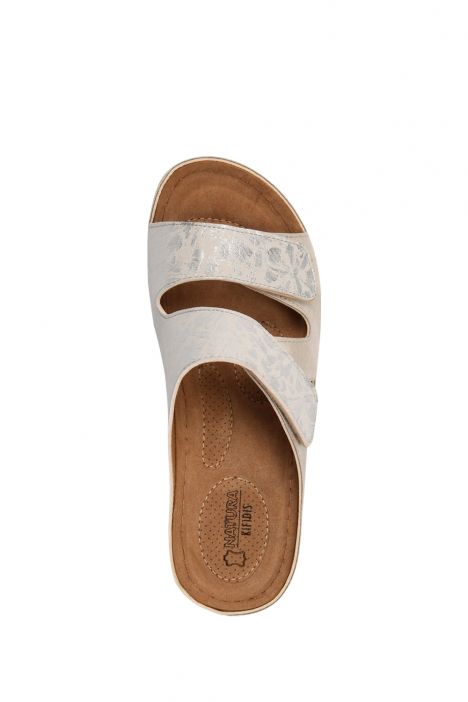 SIB160122 Kifidis-Natura Kadın Anatomik Deri Terlik 36-41 Bej / Beige