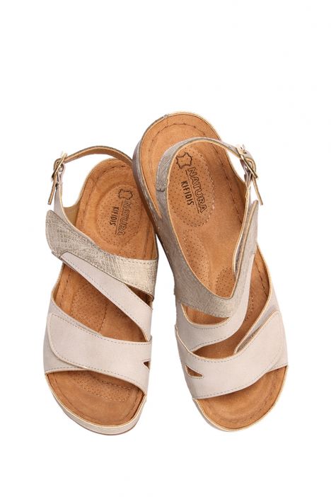 SIB160143 Kifidis-Natura Kadın Anatomik Deri Sandalet 36-41 -BT Bej/Beige
