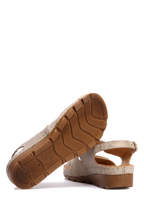 SIB160143 Kifidis-Natura Kadın Anatomik Deri Sandalet 36-41 -BT Bej/Beige