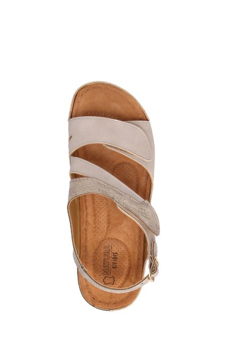 SIB160143 Kifidis-Natura Kadın Anatomik Deri Sandalet 36-41 -BT Bej/Beige