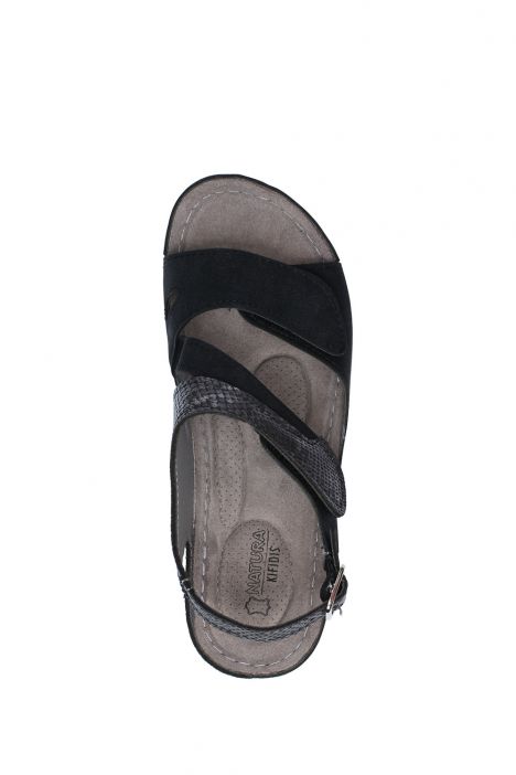 SIB160143 Kifidis-Natura Kadın Anatomik Deri Sandalet 36-41 -BT Siyah/Black