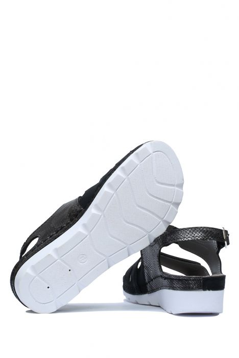 SIB160143 Kifidis-Natura Kadın Anatomik Deri Sandalet 36-41 -BT Siyah/Black