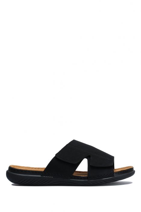 SIB171207 Kifidis-Natura Erkek Anatomik Deri Terlik 40-45 Siyah/Black
