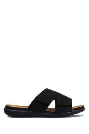 SIB171207 Kifidis-Natura Erkek Anatomik Deri Terlik 40-45 Siyah/Black