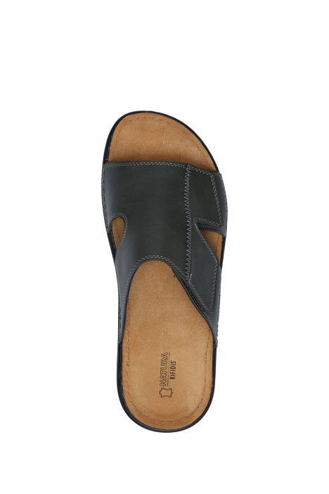 SIB171207 Kifidis-Natura Erkek Anatomik Deri Terlik 40-45 Haki/Khaki