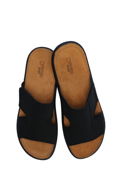SIB171207 Kifidis-Natura Erkek Anatomik Deri Terlik 40-45 Siyah/Black