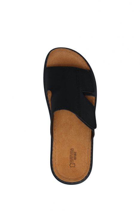 SIB171207 Kifidis-Natura Erkek Anatomik Deri Terlik 40-45 Siyah/Black