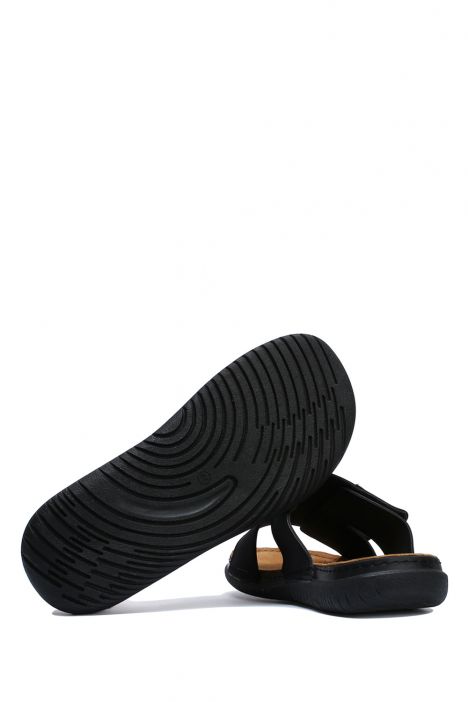 SIB171207 Kifidis-Natura Erkek Anatomik Deri Terlik 40-45 Siyah/Black