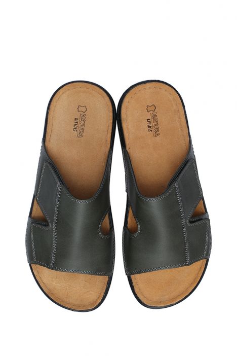 SIB171207 Kifidis-Natura Erkek Anatomik Deri Terlik 40-45 Haki/Khaki