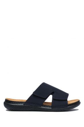 SIB171207 Kifidis-Natura Erkek Anatomik Deri Terlik 40-45 Lacivert/Dark Blue