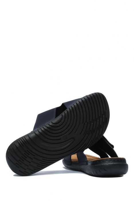 SIB171207 Kifidis-Natura Erkek Anatomik Deri Terlik 40-45 Lacivert/Dark Blue