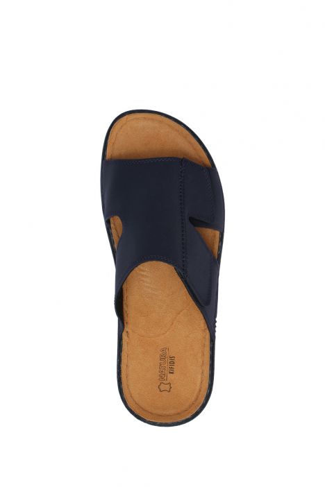 SIB171207 Kifidis-Natura Erkek Anatomik Deri Terlik 40-45 Lacivert/Dark Blue