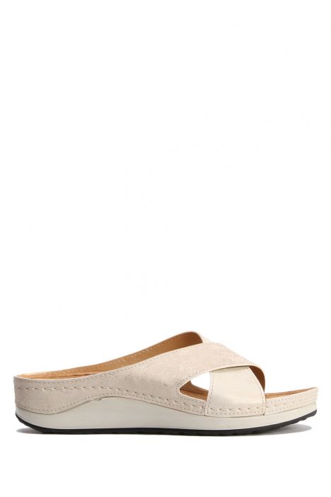 SIB172105 Kifidis-Natura Kadın Anatomik Deri Terlik 36-41 -BT Bej/Beige