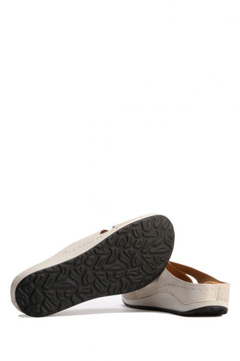 SIB172105 Kifidis-Natura Kadın Anatomik Deri Terlik 36-41 -BT Bej/Beige