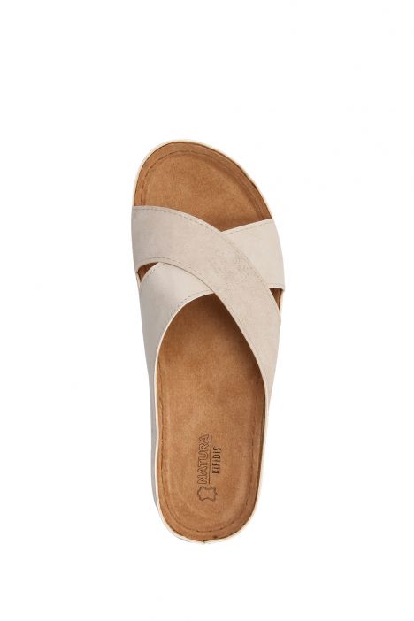 SIB172105 Kifidis-Natura Kadın Anatomik Deri Terlik 36-41 -BT Bej/Beige