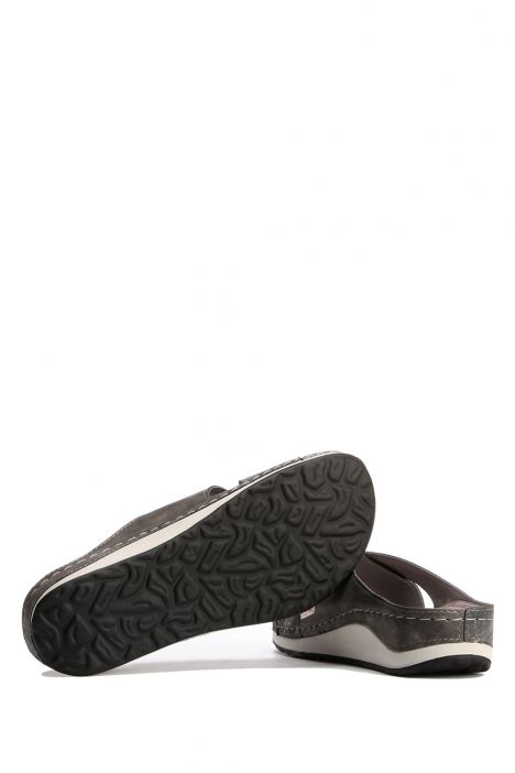 SIB172105 Kifidis-Natura Kadın Anatomik Deri Terlik 36-41 -BT Krom/Chrome