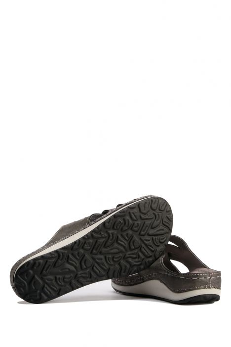 SIB172111 Kifidis-Natura Kadın Anatomik Deri Terlik 36-41 -BT Krom/Chrome