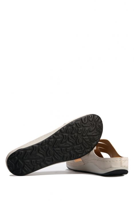 SIB172111 Kifidis-Natura Kadın Anatomik Deri Terlik 36-41 -BT Bej/Beige