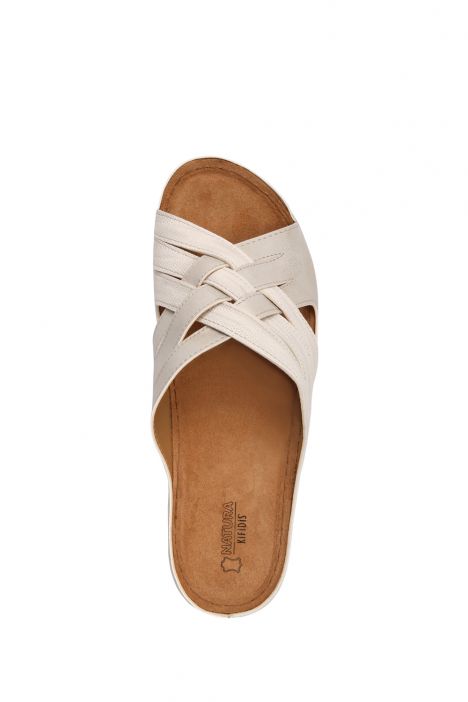 SIB172111 Kifidis-Natura Kadın Anatomik Deri Terlik 36-41 -BT Bej/Beige