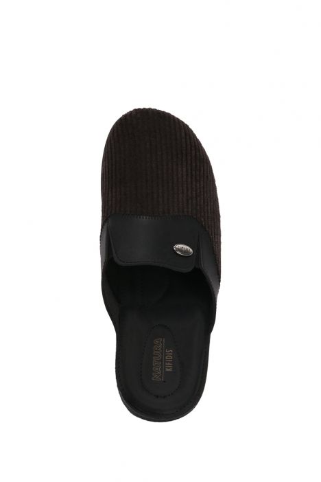 SIB177101 Kifidis-Natura Erkek Anatomik Deri Terlik 40-45 Siyah/Black