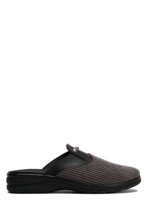 SIB177101 Kifidis-Natura Erkek Anatomik Deri Terlik 40-45 Gri/Silver