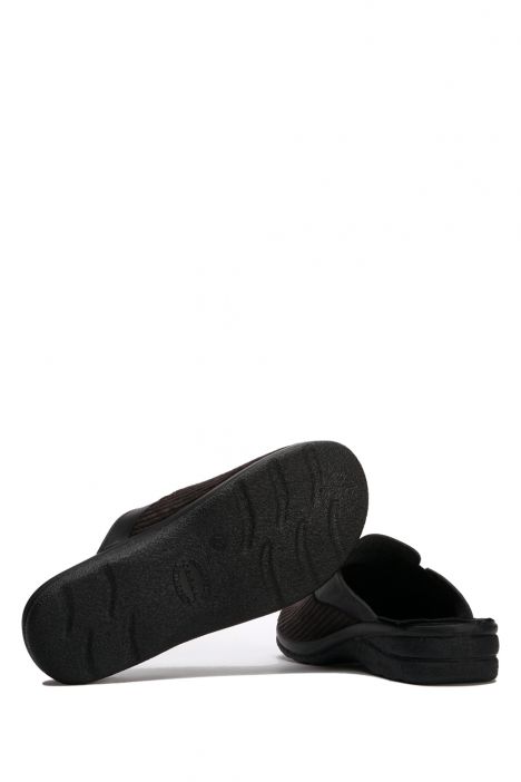 SIB177101 Kifidis-Natura Erkek Anatomik Deri Terlik 40-45 Siyah/Black