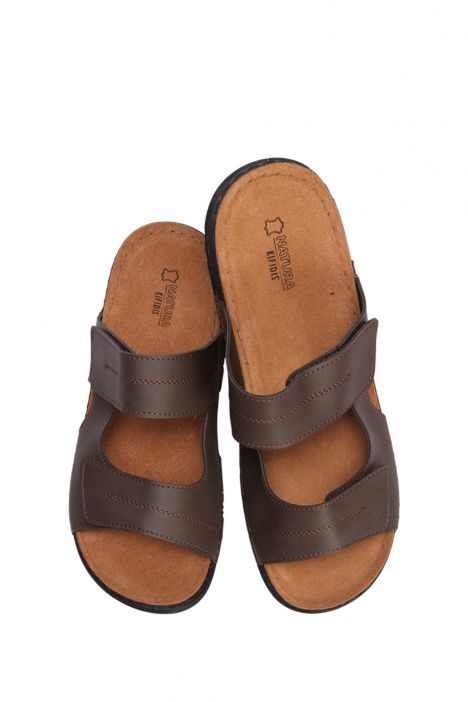 SIB200503 Kifidis-Natura Erkek Anatomik Deri Terlik 40-45 Kahve/Brown