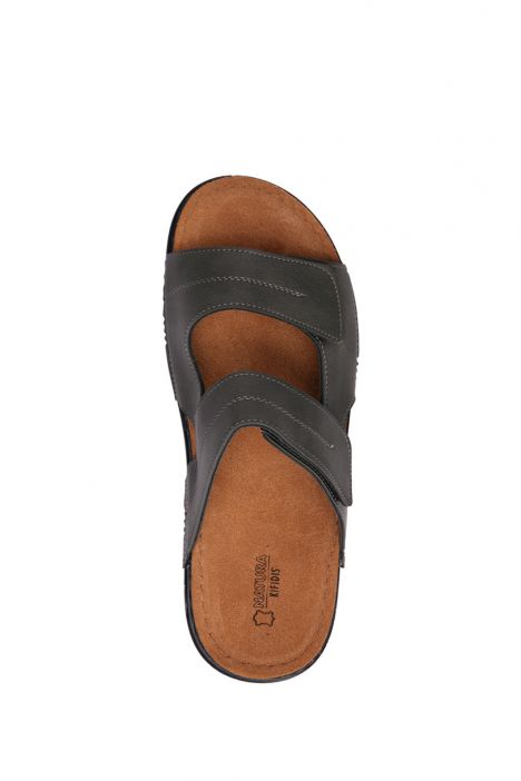 SIB200503 Kifidis-Natura Erkek Anatomik Deri Terlik 40-45 Haki/Khaki