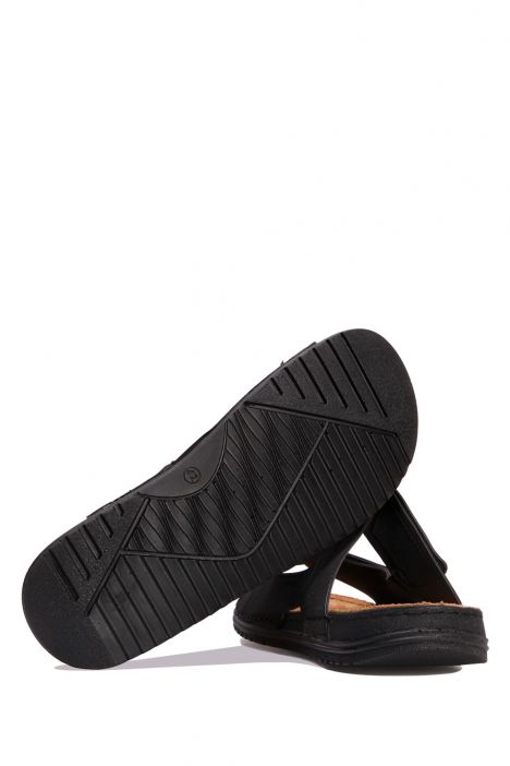 SIB200503 Kifidis-Natura Erkek Anatomik Deri Terlik 40-45 Siyah/Black