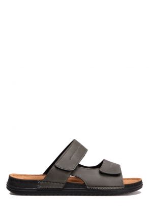 SIB200503 Kifidis-Natura Erkek Anatomik Deri Terlik 40-45 Haki/Khaki