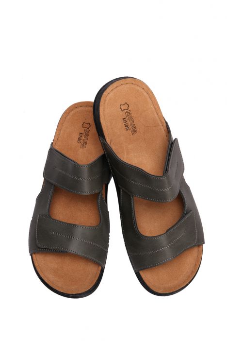 SIB200503 Kifidis-Natura Erkek Anatomik Deri Terlik 40-45 Haki/Khaki
