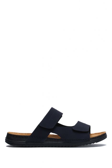 SIB200503 Kifidis-Natura Erkek Anatomik Deri Terlik 40-45 Lacivert/Dark Blue