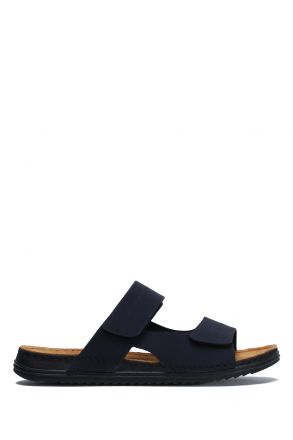 SIB200503 Kifidis-Natura Erkek Anatomik Deri Terlik 40-45 Lacivert/Dark Blue