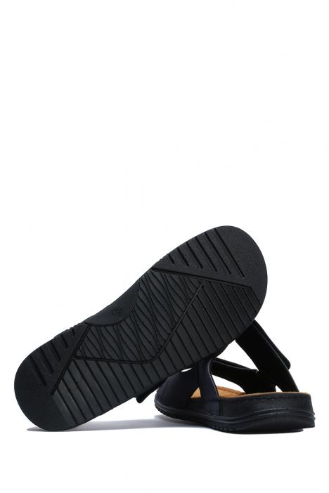 SIB200503 Kifidis-Natura Erkek Anatomik Deri Terlik 40-45 Lacivert/Dark Blue