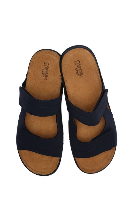 SIB200503 Kifidis-Natura Erkek Anatomik Deri Terlik 40-45 Lacivert/Dark Blue