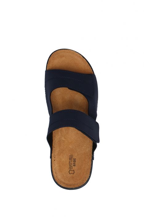 SIB200503 Kifidis-Natura Erkek Anatomik Deri Terlik 40-45 Lacivert/Dark Blue