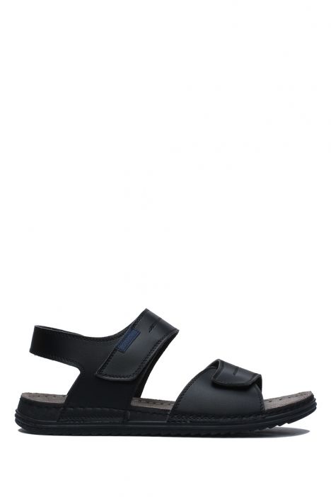 SIB200588 Kifidis-Natura Erkek Anatomik Deri Sandalet 40-45 -BT Siyah/Black