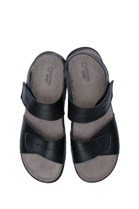 SIB200588 Kifidis-Natura Erkek Anatomik Deri Sandalet 40-45 -BT Siyah/Black