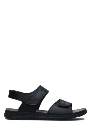 SIB200588 Kifidis-Natura Erkek Anatomik Deri Sandalet 40-45 -BT Siyah/Black