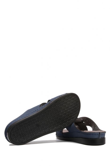 SIB212410 Kifidis-Natura Kadın Anatomik Deri Terlik 36-41 -BT Lacivert/Navy