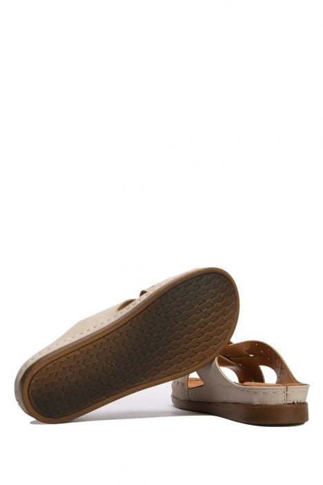 SIB212410 Kifidis-Natura Kadın Anatomik Deri Terlik 36-41 -BT Bej/Beige