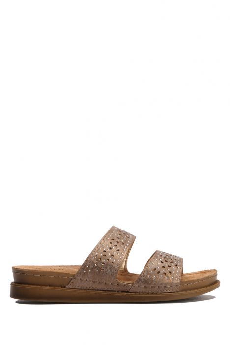 SIB212442 Kifidis-Natura Kadın Anatomik Deri Terlik 36-41 -BT Bakır/Copper