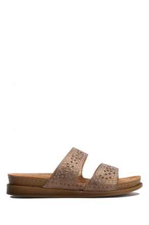 SIB212442 Kifidis-Natura Kadın Anatomik Deri Terlik 36-41 -BT Bakır/Copper
