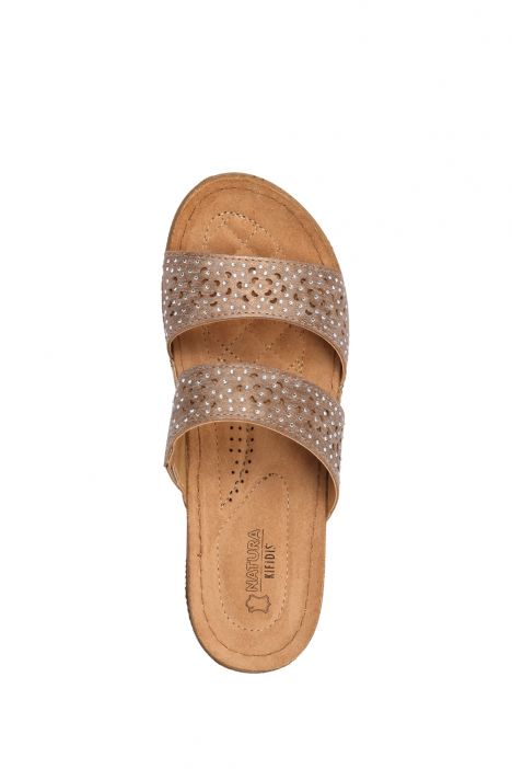 SIB212442 Kifidis-Natura Kadın Anatomik Deri Terlik 36-41 -BT Bakır/Copper