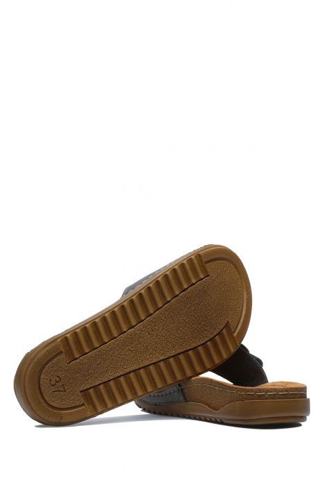 SIB213610 Kifidis-Natura Kadın Anatomik Deri Terlik 36-41 Krom/Chrome